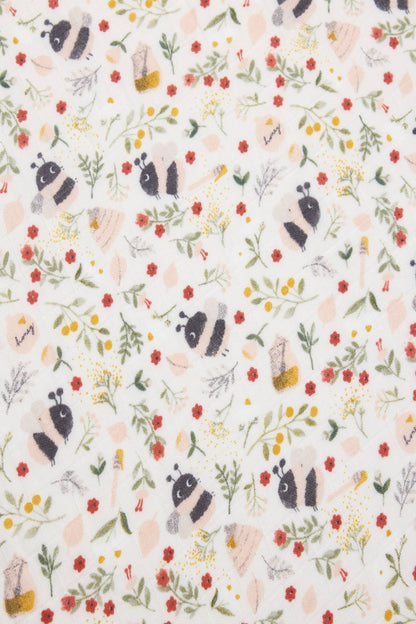 Muslin Fitted Crib Sheet - Bumble Bees