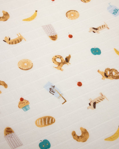 Muslin Fitted Crib Sheet - French Breakfast