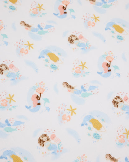 Muslin Fitted Crib Sheet - Mermaids
