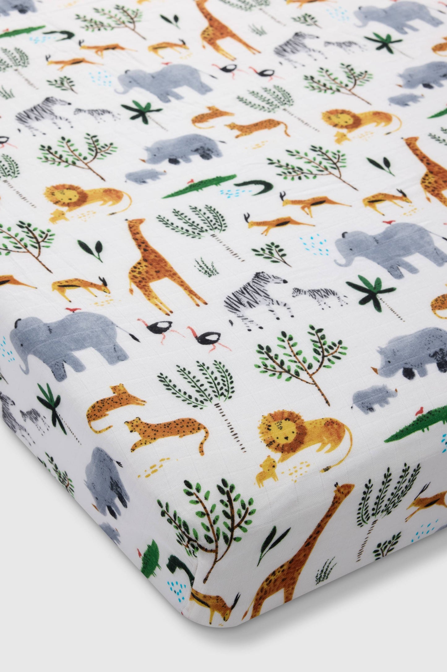 Muslin Fitted Crib Sheet - Safari Jungle