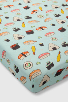 Baby Muslin Fitted Crib Sheet in Tanboocel® Bamboo Viscose - Sushi