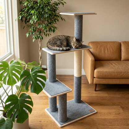 Arbre à chat Noba en contreplaqué moderne à 3 niveaux