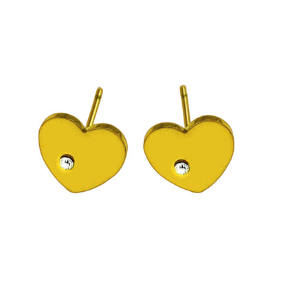 CUORE Gold : Puces d'oreilles solitaires en zircone en forme de cœur