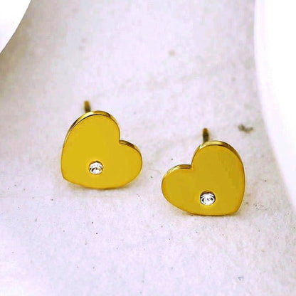 CUORE Gold : Puces d'oreilles solitaires en zircone en forme de cœur