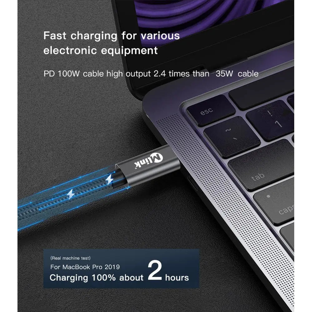 Câble USB-C Thunderbolt 3.2 PD100W 20 Gbit/s en nylon tressé