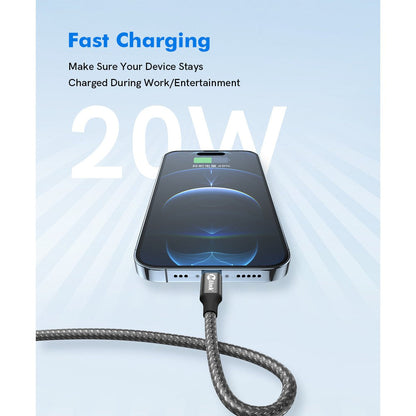 Câble Lightning à USB PD20W 5V/2.4A en nylon tressé à charge rapide
