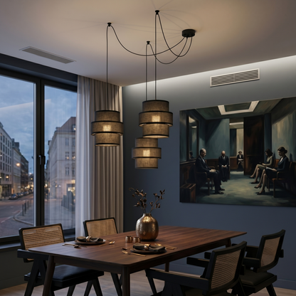 Suspension 3 lumières noire CALISTO pour salle à manger, salon et intérieurs modernes