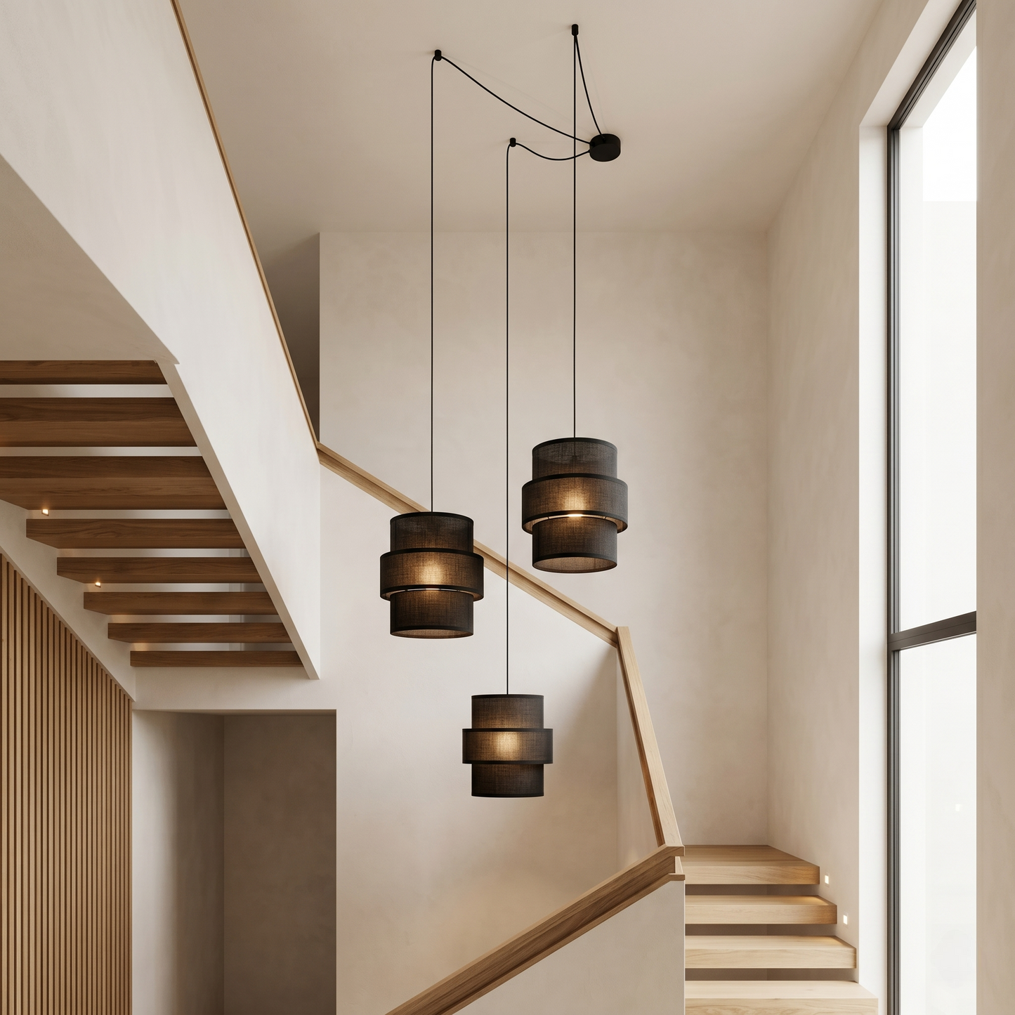 Suspension 3 lumières noire CALISTO pour salle à manger, salon et intérieurs modernes