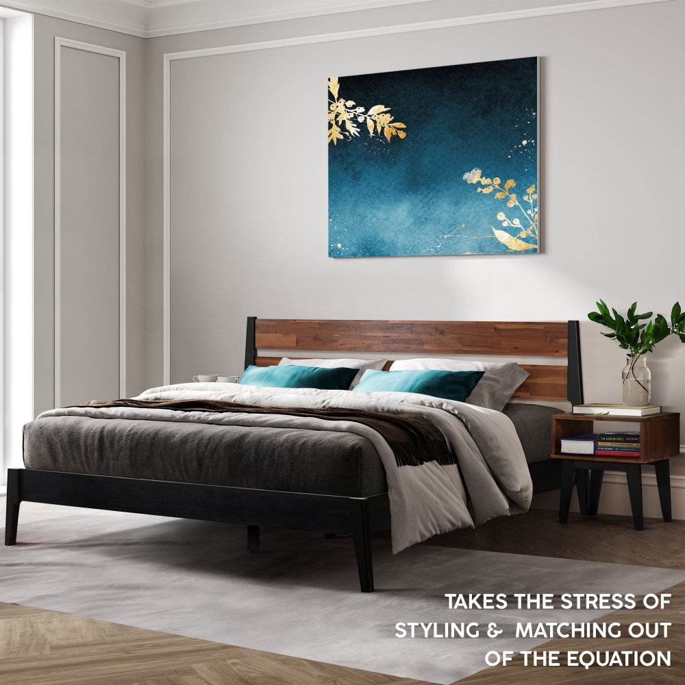 Emery Solid Wood Bed Frame & Nightstand Bedroom Set