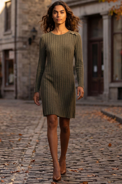 Robe trapèze en maille côtelée Camila