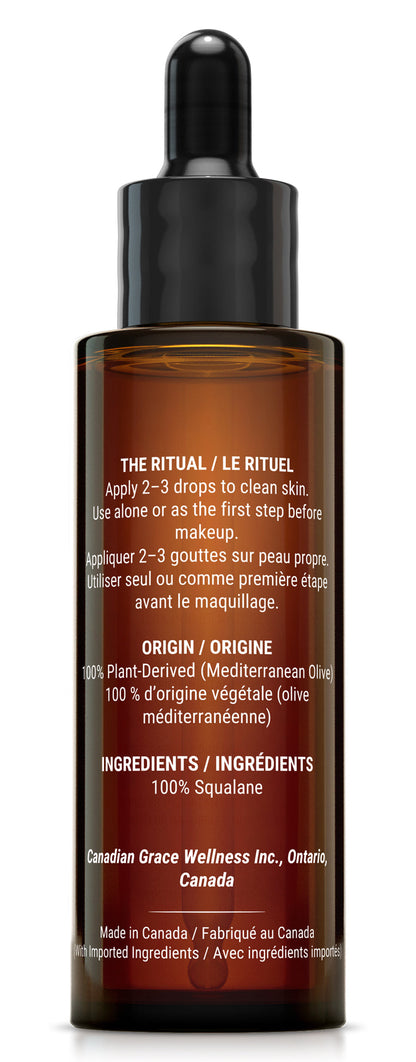 Canadian Grace Premium Mediterranean Squalane Oil | Pre-Makeup Ritual Oil for Smooth, Hydrated Skin