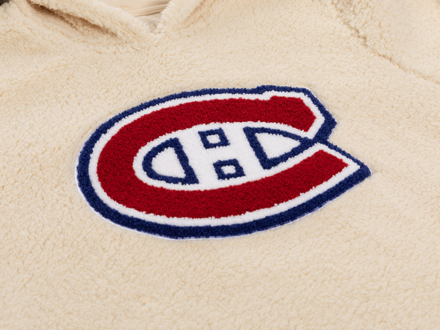 Chandail à capuchon Sherpa pour femme des Canadiens de Montréal avec logo chenille de qualité supérieure