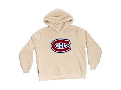 Chandail à capuchon Sherpa pour femme des Canadiens de Montréal avec logo chenille de qualité supérieure