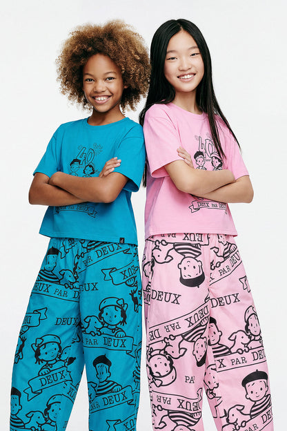 40Th Anniversary Printed Poplin Pant Sky Blue