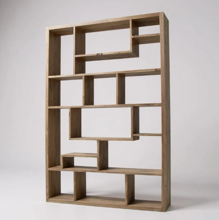 Rustic bookshelf in recycled teak wood