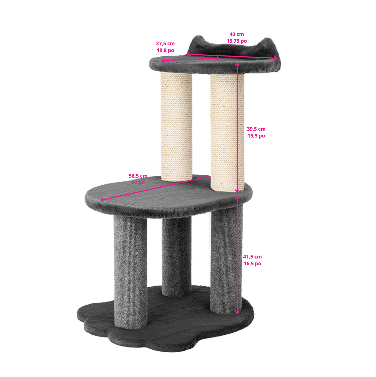 Détente – Arbre à chat à 2 niveaux – Fourrure synthétique blanche