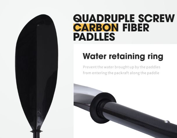 Pagaie de packraft/kayak en fibre de carbone