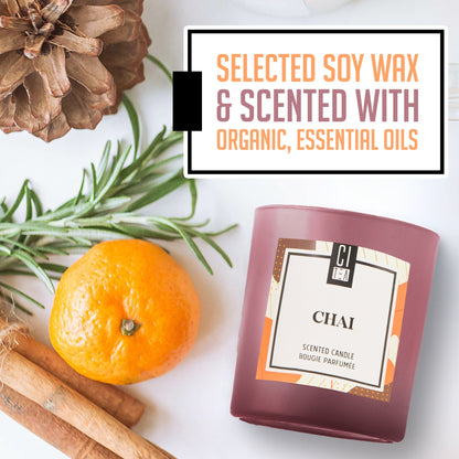 Bougie à la cire de soja Chaï - Orange, Cannelle et Clous de Girofle - 8 oz