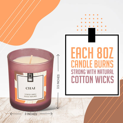 Bougie à la cire de soja Chaï - Orange, Cannelle et Clous de Girofle - 8 oz