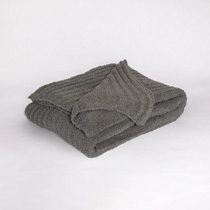 Charcoal Ribbed Extended Throw