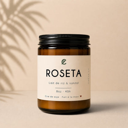 Bougie de soja ROSETA lait de riz et santal