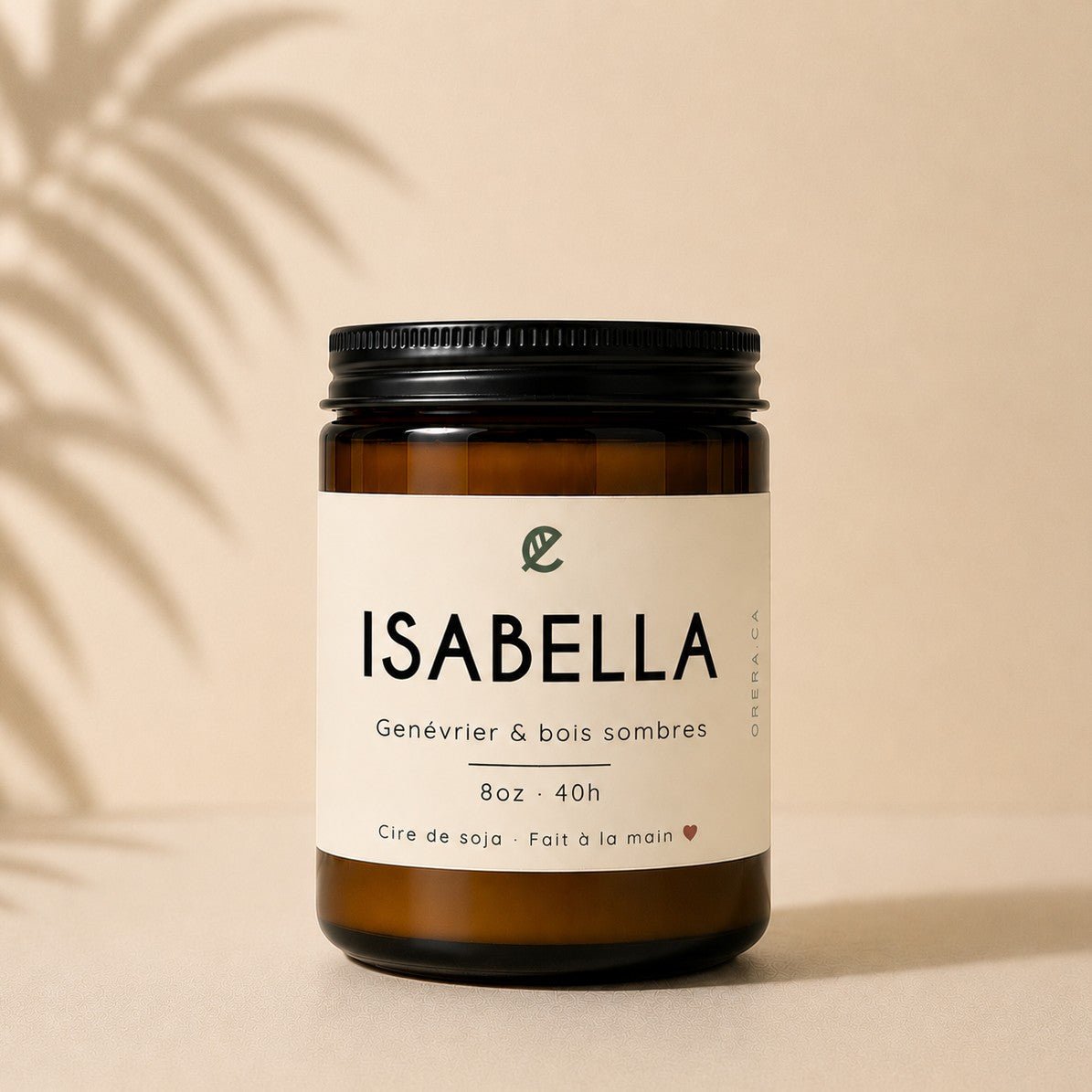 Bougie de soja ISABELLA genévrier et bois sombres