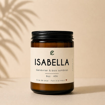 Bougie de soja ISABELLA genévrier et bois sombres