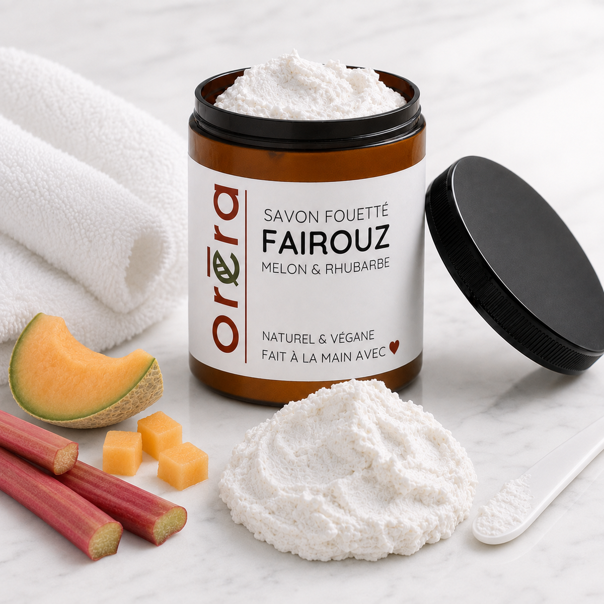 Savon fouetté FAIROUZ melon & rhubarbe