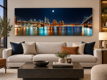 Grand Art Mural sur Toile - NYC Skyline avec la Lune - Impression sur Toile