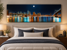 Grand Art Mural sur Toile - NYC Skyline avec la Lune - Impression sur Toile