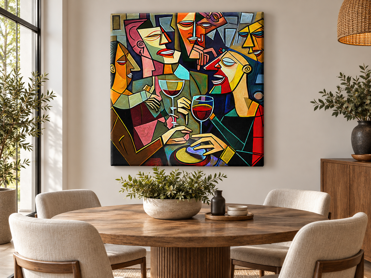 Drinking Group | Cubist Canvas Wall Art