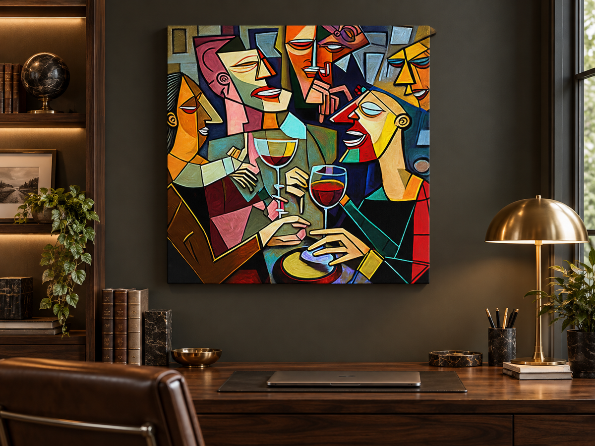 Drinking Group | Cubist Canvas Wall Art