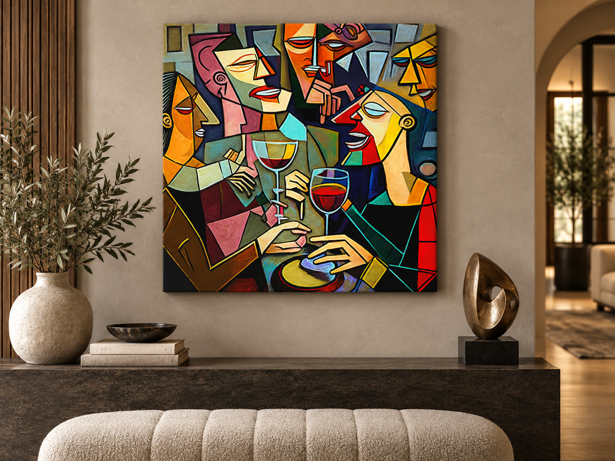 Drinking Group | Cubist Canvas Wall Art