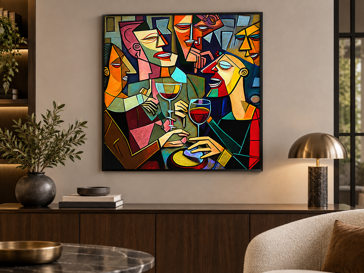 Drinking Group | Cubist Canvas Wall Art