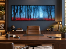 "Blue Mist Trees" Panoramic Canvas Wall Art — 72" Wide