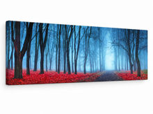 "Blue Mist Trees" Panoramic Canvas Wall Art — 72" Wide