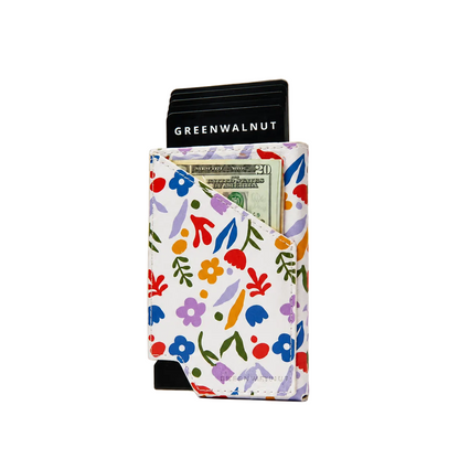 Slim Pop-Up Wallet | Floral Aluminium Wallet Card Holder | Rfid Blocking Minimalist Pop up Credit Card Holders