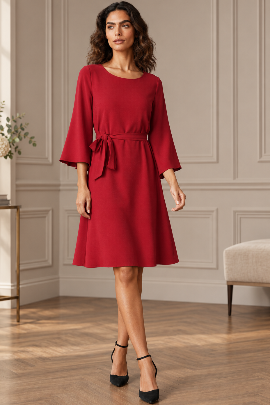 Robe Jennifer ceinturée unie