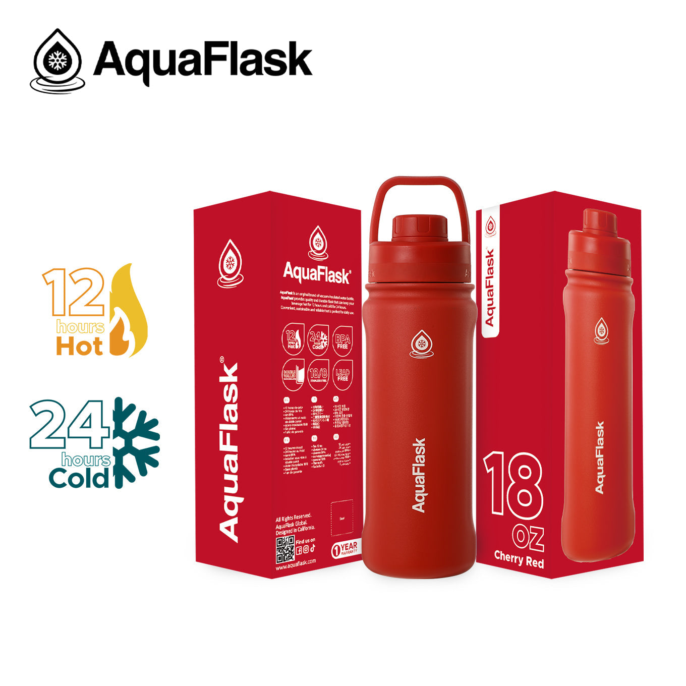 Bouteilles d'eau isothermes sous vide AquaFlask Original 530ml (18oz)