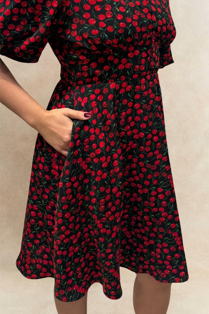 Robe évasée imprimé cerises Cindy