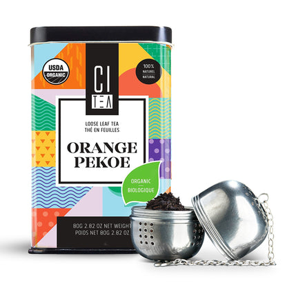 Thé noir en vrac Orange Pekoe biologique avec infuseur à thé – 80 g