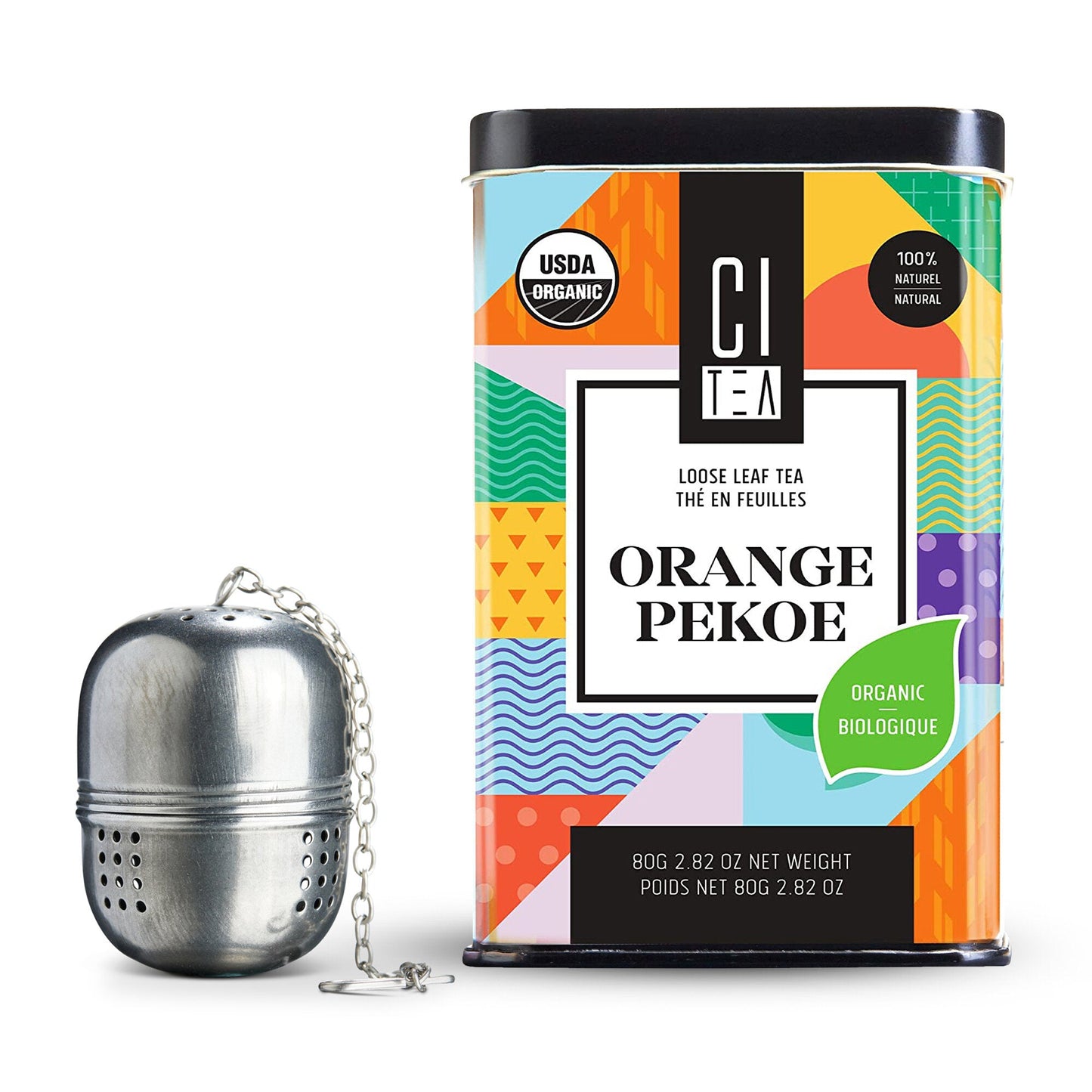 Thé noir en vrac Orange Pekoe biologique avec infuseur à thé – 80 g
