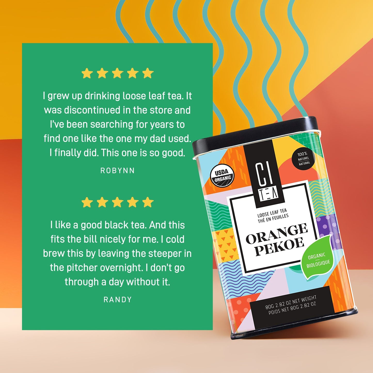 Lot de deux thés noirs Orange Pekoe biologiques en vrac