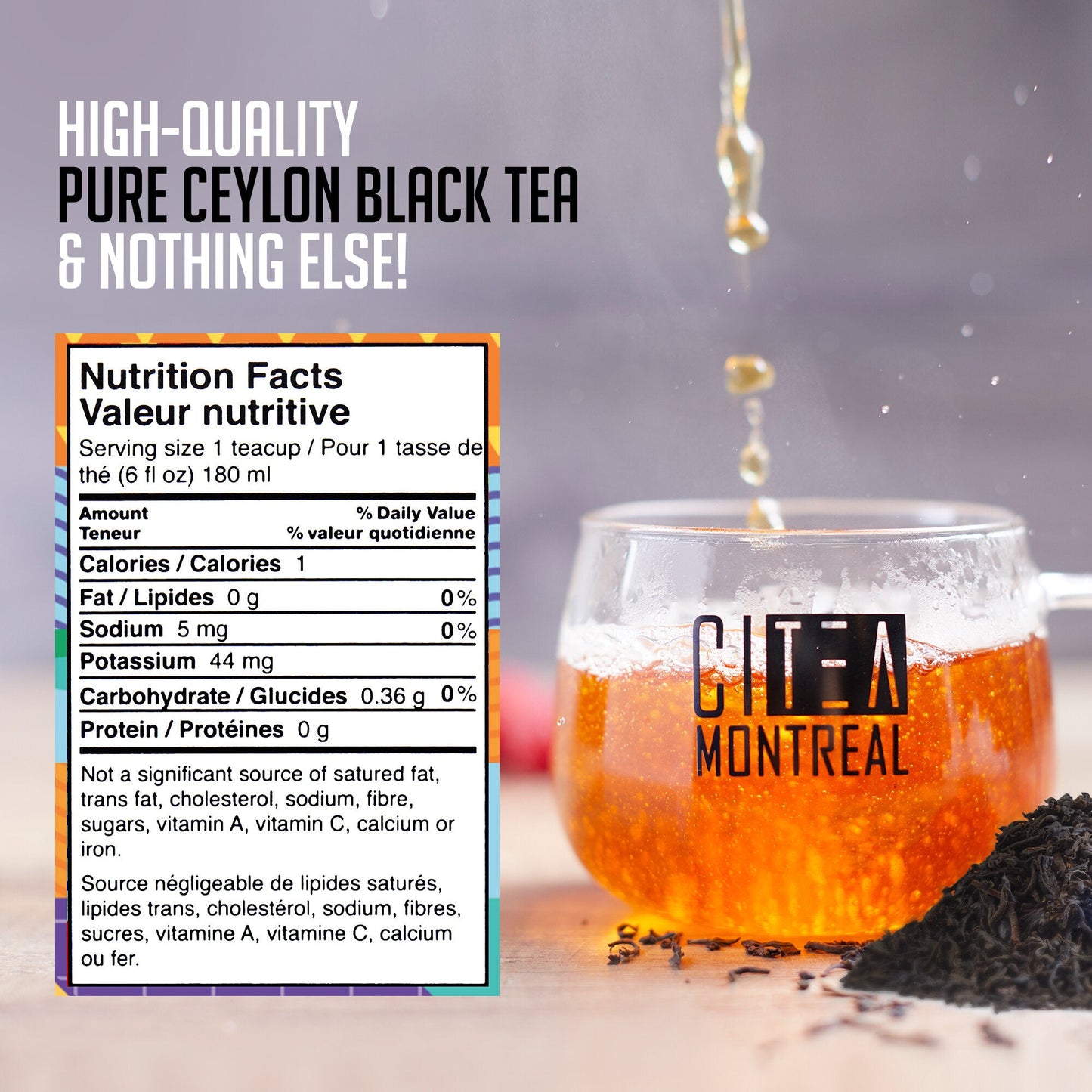 Thé noir en vrac Orange Pekoe biologique avec infuseur à thé – 80 g