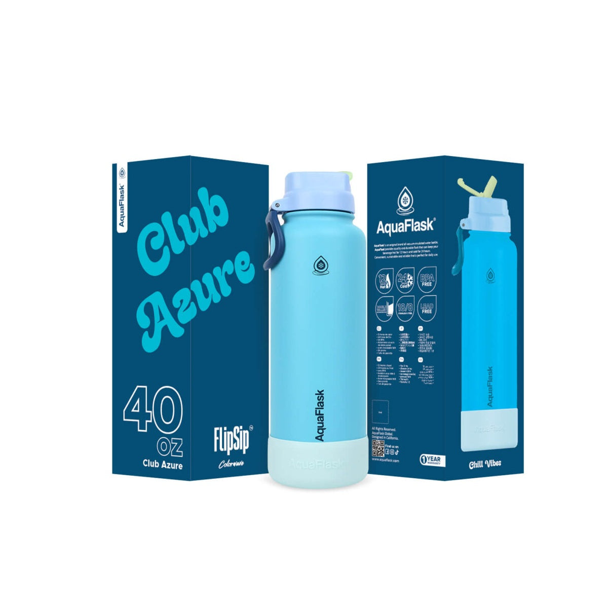 Bouteille isotherme AquaFlask Colorwave 40oz Flip Sip – Gourde en acier inoxydable