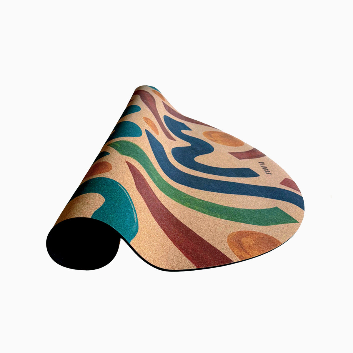 Tapis de yoga et pour bébé rond en liège à motif coups de pinceau | Multi-usage | 47 po de diamètre