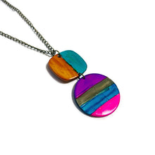 Collier pendentif rayé multicolore fait main