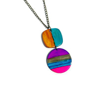 Collier pendentif rayé multicolore fait main