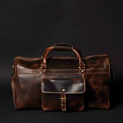 The Voyager Duffle - Brown Full-Grain Distressed Leather Duffle Bag