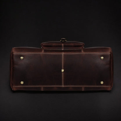 The Voyager Duffle - Brown Full-Grain Distressed Leather Duffle Bag